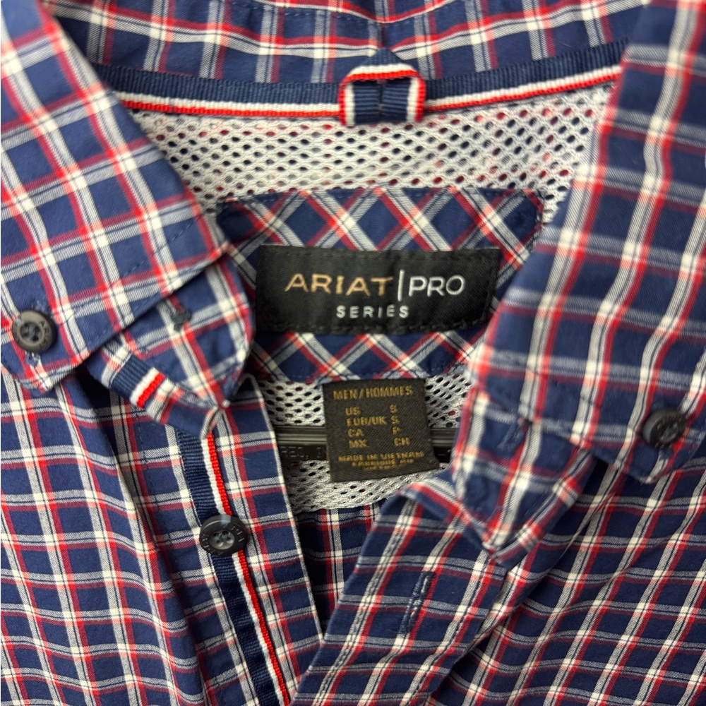 Ariat Men's Navy and Red Plaid Shirt - Picture 3 of 3